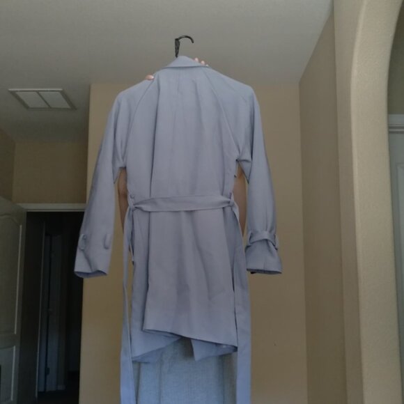 Dusty Blue Trench Coat NWT - Picture 2 of 4